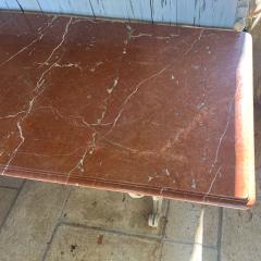 French Iron Rojo Alicante Marble Dining Table - 3957906