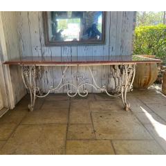 French Iron Rojo Alicante Marble Dining Table - 3957909