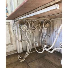 French Iron Rojo Alicante Marble Dining Table - 3957912
