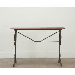 French Iron Walnut Marble Bistro Table - 3484845