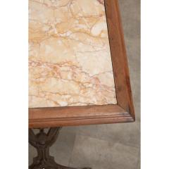 French Iron Walnut Marble Bistro Table - 3484870