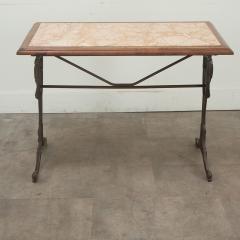 French Iron Walnut Marble Bistro Table - 3484887