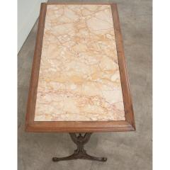 French Iron Walnut Marble Bistro Table - 3484894