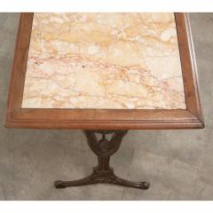 French Iron Walnut Marble Bistro Table - 3484989