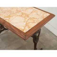 French Iron Walnut Marble Bistro Table - 3484992