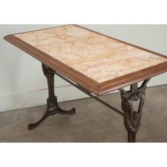 French Iron Walnut Marble Bistro Table - 3485079