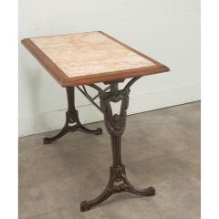 French Iron Walnut Marble Bistro Table - 3485085