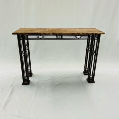 French Iron Work Console Sofa Table Marble Top - 3150303