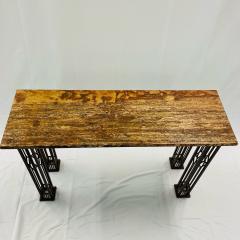 French Iron Work Console Sofa Table Marble Top - 3150306