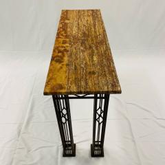 French Iron Work Console Sofa Table Marble Top - 3150307
