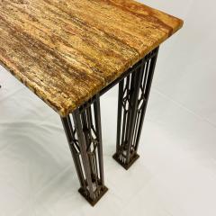 French Iron Work Console Sofa Table Marble Top - 3150310