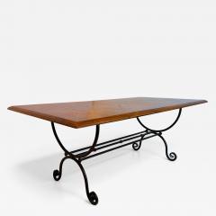French Iron and Parquet Wood Dining Table - 4426336