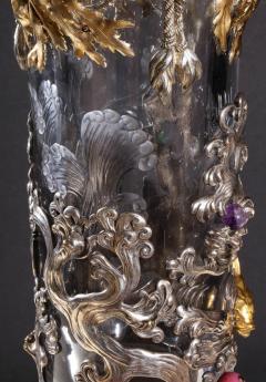 French Japonisme Ormolu and Silvered Bronze Cut Glass Vase LEscalier De Cristal - 751176