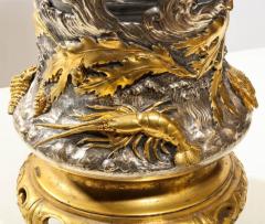 French Japonisme Ormolu and Silvered Bronze Cut Glass Vase LEscalier De Cristal - 751184