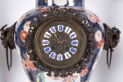 French Japonisme Parcel Gilt Patinated Bronze Imari Porcelain Clock Garniture - 1160148
