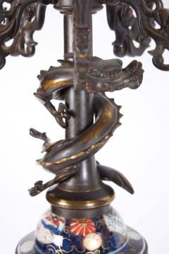 French Japonisme Parcel Gilt Patinated Bronze Imari Porcelain Clock Garniture - 1160154