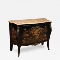 French Lacquered Chinoiserie Commode with Marble Top - 4194872