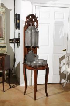 French Late 18th Century Louis XV Pewter Lavabo Mounted on Walnut Stand - 3485427