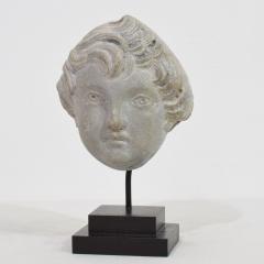 French Late 18th Century Neoclassical Grey Marble Angel Head - 4119732