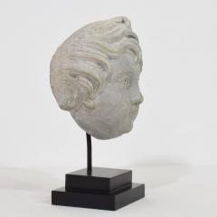 French Late 18th Century Neoclassical Grey Marble Angel Head - 4119755
