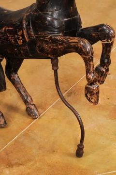 French Late 19th Century Carved Carousel Prancing Horse Sculpture with Patina - 3538426