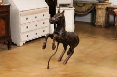 French Late 19th Century Carved Carousel Prancing Horse Sculpture with Patina - 3538517