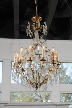French Late 19th Century Crystal 12 Light Chandelier with Brass Armature - 3422419