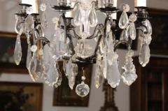 French Late 19th Century Eight Arm Crystal Chandelier with Dark Metal Armature - 3422460