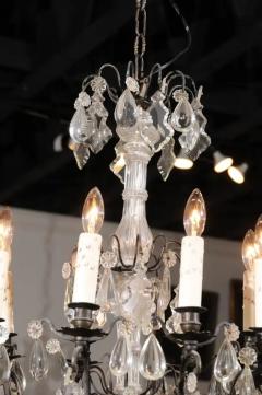 French Late 19th Century Eight Arm Crystal Chandelier with Dark Metal Armature - 3422478