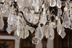 French Late 19th Century Eight Arm Crystal Chandelier with Dark Metal Armature - 3422588