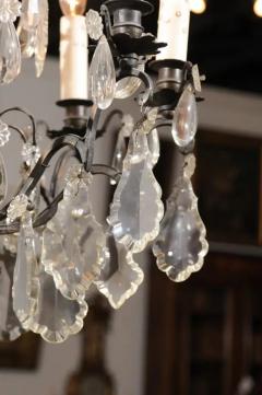 French Late 19th Century Eight Arm Crystal Chandelier with Dark Metal Armature - 3422598