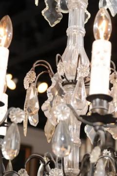 French Late 19th Century Eight Arm Crystal Chandelier with Dark Metal Armature - 3422628