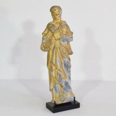 French Late 19th Century Neo Gothic Gilded Metal Saint Statuethic Saint - 4111608