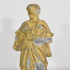 French Late 19th Century Neo Gothic Gilded Metal Saint Statuethic Saint - 4111609