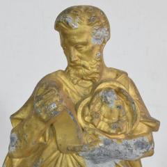 French Late 19th Century Neo Gothic Gilded Metal Saint Statuethic Saint - 4111611