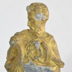 French Late 19th Century Neo Gothic Gilded Metal Saint Statuethic Saint - 4111612
