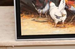 French Late 20th Century Framed and Signed Oil on Canvas Barnyard Scene Painting - 3491556