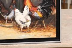 French Late 20th Century Framed and Signed Oil on Canvas Barnyard Scene Painting - 3491568