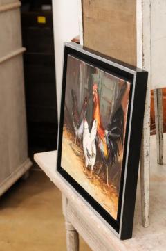 French Late 20th Century Framed and Signed Oil on Canvas Barnyard Scene Painting - 3491597