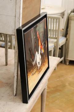 French Late 20th Century Framed and Signed Oil on Canvas Barnyard Scene Painting - 3491605
