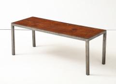 French Leather Metal Coffee Table France C 1950 s - 4662883