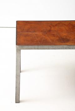 French Leather Metal Coffee Table France C 1950 s - 4662885