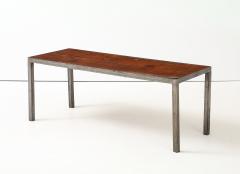 French Leather Metal Coffee Table France C 1950 s - 4662886