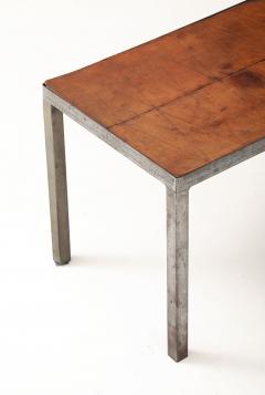 French Leather Metal Coffee Table France C 1950 s - 4662891