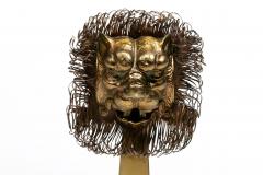 French Lions Brass Brutalist Fireplace Andirons Chenets c 1960s - 4349531