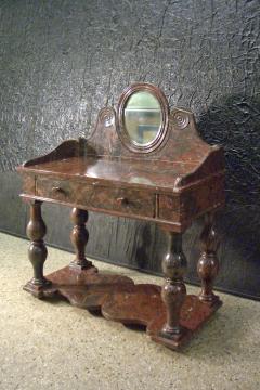 French Louis Philippe Griotte Rouge Marble Console Bar Vanity or Dressing Table - 4346162