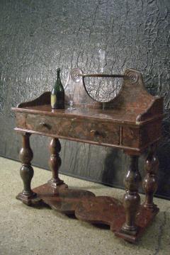 French Louis Philippe Griotte Rouge Marble Console Bar Vanity or Dressing Table - 4346167