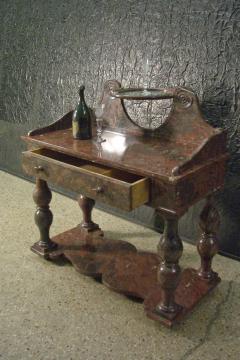 French Louis Philippe Griotte Rouge Marble Console Bar Vanity or Dressing Table - 4346168
