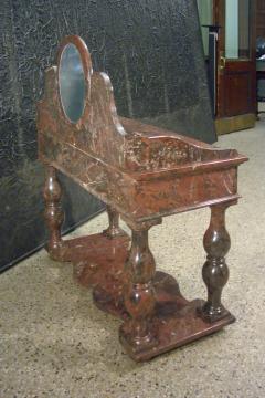 French Louis Philippe Griotte Rouge Marble Console Bar Vanity or Dressing Table - 4346169