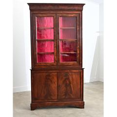 French Louis Philippe Mahogany Bibliotheque with Silk Interior - 4688307